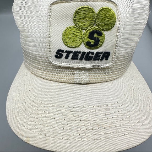 Other - Vintage Steiger Tractors Mesh Snapback Hat White Green Logo – Farm Equipment Cap